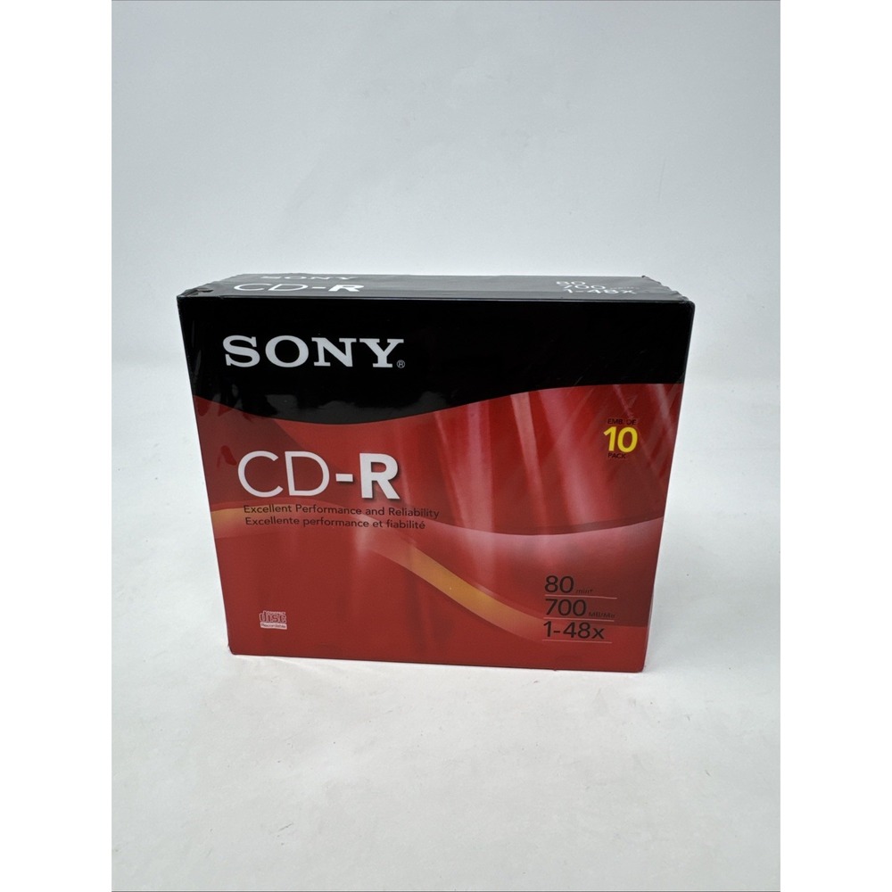 Sony‎ CD R 80 Minute 10 Pack 700MB 1-48X New Sealed